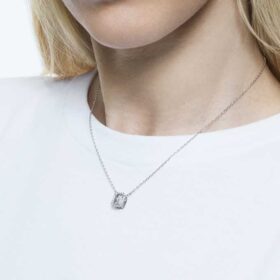 Colgante Una con corte octogonal, blanco, chapado en rodio