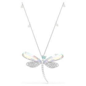 Colgante y broche de Ariana Grande x Swarovski con perla de cristal, cortes mixtos, libélula, blanco, chapado en rodio