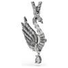 Colgante y broche de cisne, blanco, chapado en rutenio