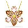 Colgante y broche Idyllia con cortes mixtos, flor, multicolor, chapado en tono dorado Colgante y broche Idyllia con cortes mixtos, flor, multicolor, chapado en tono dorado