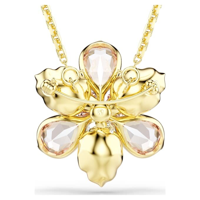 Colgante y broche Idyllia con cortes mixtos, flor, multicolor, chapado en tono dorado Colgante y broche Idyllia con cortes mixtos, flor, multicolor, chapado en tono dorado
