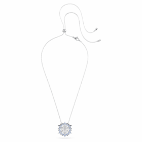 Colgante y broche «Magic» en forma de copo de nieve, azul, chapado en rodio