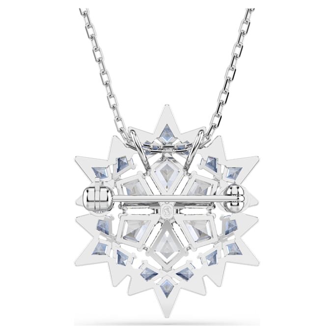 Colgante y broche «Magic» en forma de copo de nieve, azul, chapado en rodio Colgante y broche «Magic» en forma de copo de nieve, azul, chapado en rodio