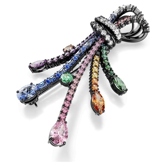 Colgante y broche Matrix con cortes mixtos, ramo, multicolor, chapado en rutenio Colgante y broche Matrix con cortes mixtos, ramo, multicolor, chapado en rutenio