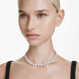 Collar Ariana Grande X Swarovski con cortes mixtos, corazón, blanco, chapado en rodio