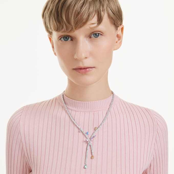 Collar Ariana Grande X Swarovski con cortes mixtos, libélula, multicolor, chapado en rodio Collar Ariana Grande X Swarovski con cortes mixtos, libélula, multicolor, chapado en rodio