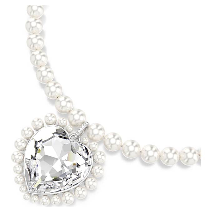 Collar Ariana Grande X Swarovski con perla de cristal, corte de corazón, corazón, blanco, chapado en rodio Collar Ariana Grande X Swarovski con perla de cristal, corte de corazón, corazón, blanco, chapado en rodio
