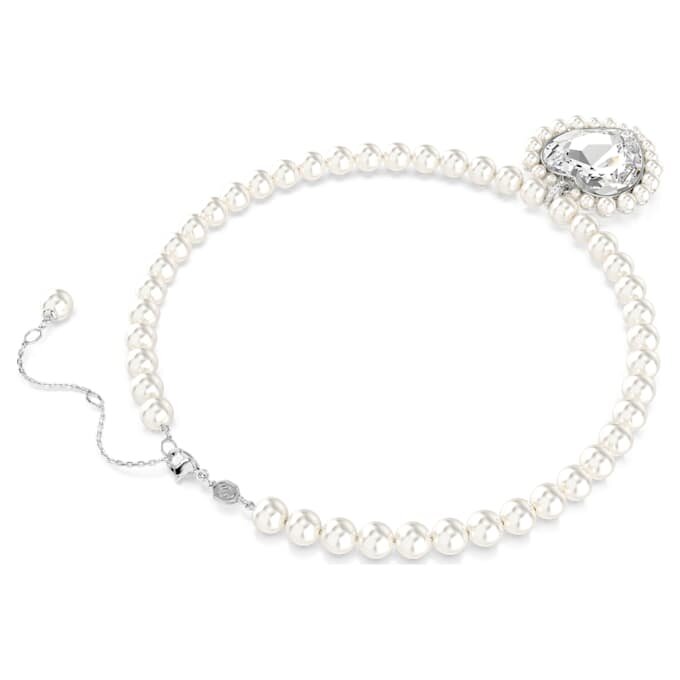 Collar Ariana Grande X Swarovski con perla de cristal, corte de corazón, corazón, blanco, chapado en rodio Collar Ariana Grande X Swarovski con perla de cristal, corte de corazón, corazón, blanco, chapado en rodio