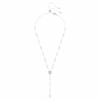 Collar Ariana Grande X Swarovski Y con cortes mixtos, perla de cristal, corazón, blanco, chapado en rodio Collar Ariana Grande X Swarovski Y con cortes mixtos, perla de cristal, corazón, blanco, chapado en rodio