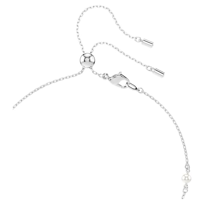 Collar Ariana Grande X Swarovski Y con cortes mixtos, perla de cristal, corazón, blanco, chapado en rodio Collar Ariana Grande X Swarovski Y con cortes mixtos, perla de cristal, corazón, blanco, chapado en rodio
