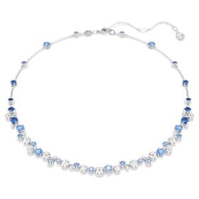 Collar Constella con cortes mixtos, azul, chapado en rodio