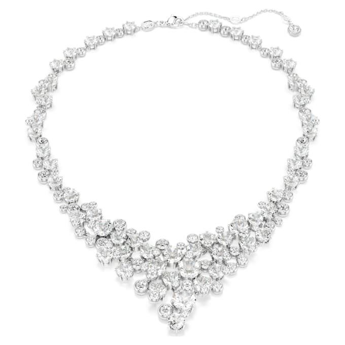 Collar Constella con cortes mixtos, cierre, blanco, chapado en rodio Collar Constella con cortes mixtos, cierre, blanco, chapado en rodio