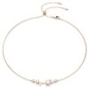 Collar Constella con perlas de cristal, cortes redondos, blanco, chapado en tono oro rosa