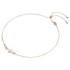 Collar Constella con perlas de cristal, cortes redondos, blanco, chapado en tono oro rosa