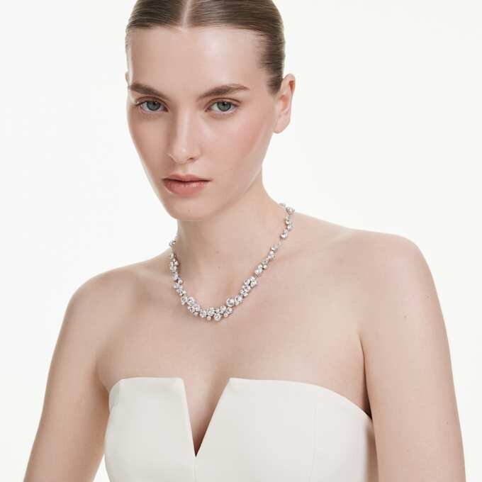 Collar Constella de corte redondo, blanco, chapado en rodio Collar Constella de corte redondo, blanco, chapado en rodio