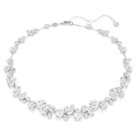 Collar Constella de corte redondo, blanco, chapado en rodio