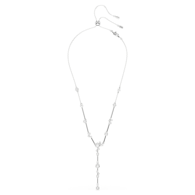 Collar Constella Y con perlas de cristal, cortes redondos, blanco, chapado en rodio Collar Constella Y con perlas de cristal, cortes redondos, blanco, chapado en rodio