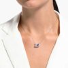 Collar de cisne «Dancing Swan», azul, chapado en rodio