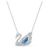 Collar de cisne «Dancing Swan», azul, chapado en rodio
