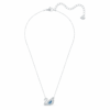 Collar de cisne «Dancing Swan», azul, chapado en rodio