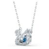 Collar de cisne «Dancing Swan», azul, chapado en rodio