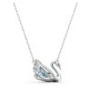 Collar de cisne «Dancing Swan», azul, chapado en rodio