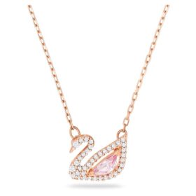 Collar de cisne, rosa, chapado en tono oro rosa