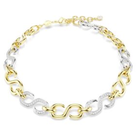 Collar Dextera de corte redondo, cadena, blanco, acabado de metales mixtos