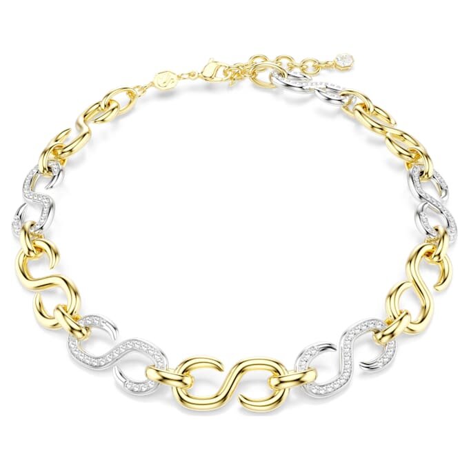 Collar Dextera de corte redondo, cadena, blanco, acabado de metales mixtos Collar Dextera de corte redondo, cadena, blanco, acabado de metales mixtos