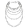 Collar en capas Millenia con cortes mixtos, blanco, chapado en rodio Collar en capas Millenia con cortes mixtos, blanco, chapado en rodio