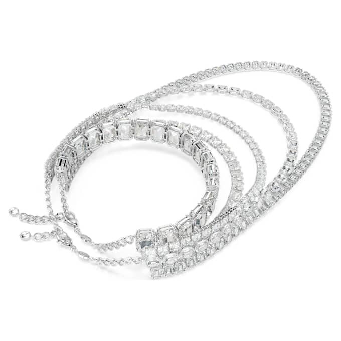 Collar en capas Millenia con cortes mixtos, blanco, chapado en rodio Collar en capas Millenia con cortes mixtos, blanco, chapado en rodio