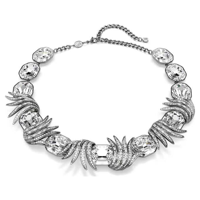 Collar «Feather» de la Colección Viena, blanco, chapado en rutenio Collar «Feather» de la Colección Viena, blanco, chapado en rutenio