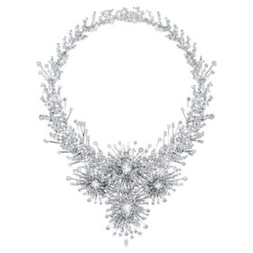 Collar Galaxy con diamantes cultivados en laboratorio, 156,62 Ct en total, formas mixtas, oro blanco de 18K