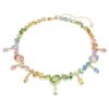 Collar Gema con cortes mixtos, cristales colgantes, multicolor, chapado en tono dorado Collar Gema con cortes mixtos, cristales colgantes, multicolor, chapado en tono dorado