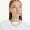 Collar Gema con cortes mixtos, cristales colgantes, multicolor, chapado en tono dorado Collar Gema con cortes mixtos, cristales colgantes, multicolor, chapado en tono dorado