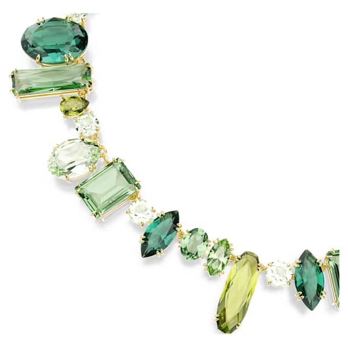Collar Gema con cortes mixtos, verde, chapado en tono dorado Collar Gema con cortes mixtos, verde, chapado en tono dorado