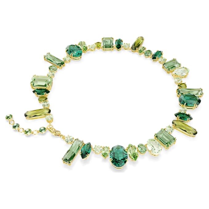Collar Gema con cortes mixtos, verde, chapado en tono dorado Collar Gema con cortes mixtos, verde, chapado en tono dorado