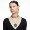 Collar Gema con cortes mixtos, verde, chapado en tono dorado Collar Gema con cortes mixtos, verde, chapado en tono dorado