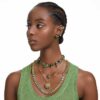 Collar Gema con cortes mixtos, verde, chapado en tono dorado Collar Gema con cortes mixtos, verde, chapado en tono dorado