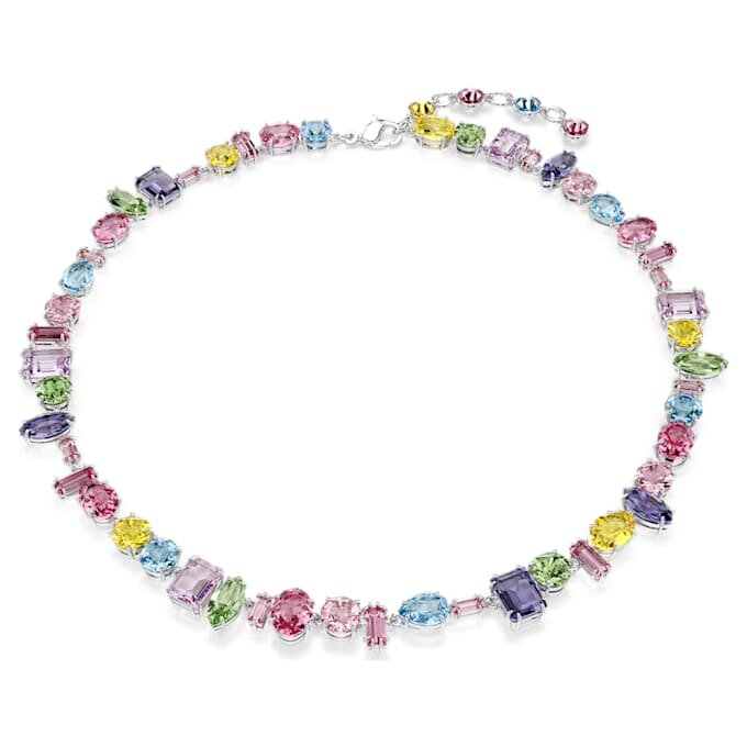 Collar Gema de cortes mixtos, multicolor, chapado en rodio Collar Gema de cortes mixtos, multicolor, chapado en rodio