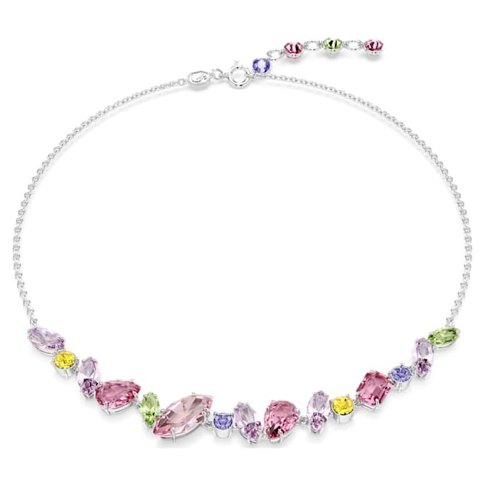 Collar Gema de cortes mixtos, multicolor, chapado en rodio Collar Gema de cortes mixtos, multicolor, chapado en rodio