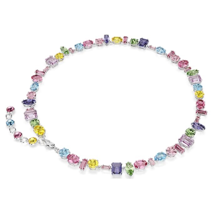 Collar Gema de cortes mixtos, multicolor, chapado en rodio Collar Gema de cortes mixtos, multicolor, chapado en rodio