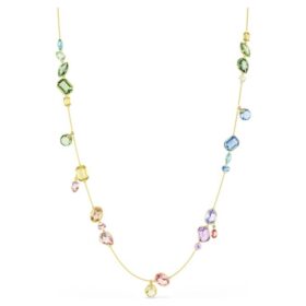 Collar Gema de tallas mixtas, multicolor, chapado en tono dorado