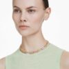 Collar Gema Tennis con cortes mixtos, multicolor, chapado en tono dorado