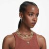 Collar Gema Tennis con cortes mixtos, multicolor, chapado en tono dorado