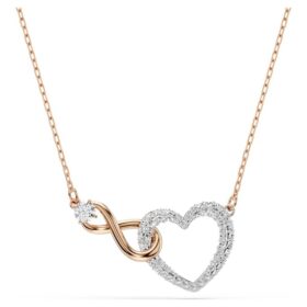 Collar Hyperbola con símbolo de Infinity y corazón, blanco, acabado de metales mixtos
