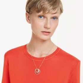 Collar Hyperbola, corte redondo, blanco, chapado en tono dorado