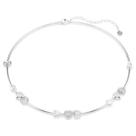 Collar Idyllia con corazón y flecha, blanco, chapado en rodio