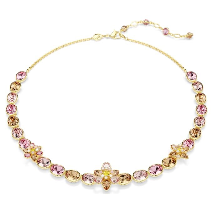 Collar Idyllia con cortes mixtos, flor, multicolor, chapado en tono dorado Collar Idyllia con cortes mixtos, flor, multicolor, chapado en tono dorado