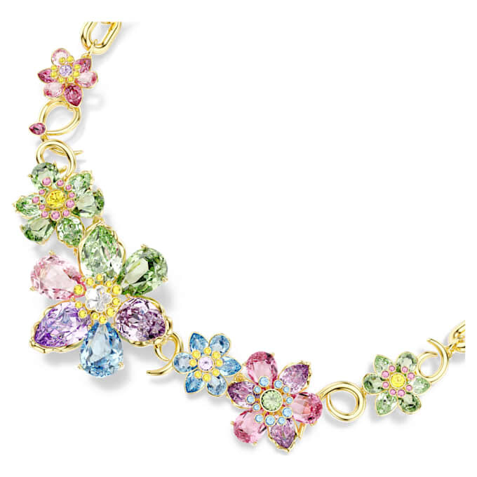 Collar Idyllia con cortes mixtos, flor, multicolor, chapado en tono dorado Collar Idyllia con cortes mixtos, flor, multicolor, chapado en tono dorado